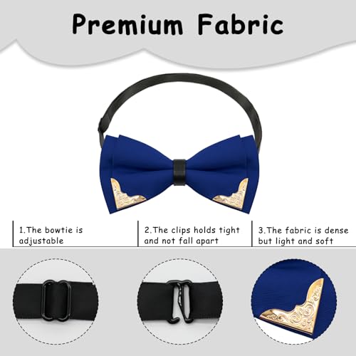 Image of Bow Ties for Men Women Metal Gold Bowtie, Pre Tied Mens Bow Tie Tuxedo Bowties Men for Prom Wedding Party