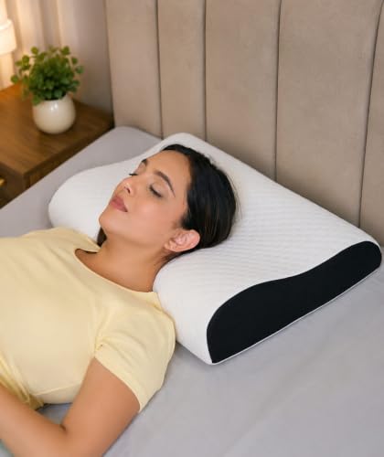 MINMART Memory Foam Pillow for Neck Support || Orthopedic Contour Pillow for Cervical Spine Alignment & Shoulder Support | Made in India | 19 x 11 x 3.5 Inch A1