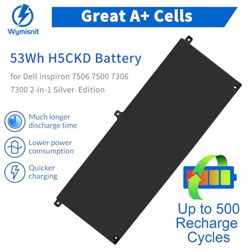 Image of 53Wh Type H5CKD Battery for Dell Inspiron 5400 5406 7405 7300 7306 7500 7506 2-in-1 2n1 Silver 5300 5301 5401 5402 5408 5409 5501 5502 5508 5509 Latitude 3410 3510 Vostro 5300 5301 P126G