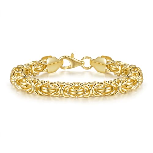FEGER 14K Gold Byzantine Link Chain Bracelet for Women and Men Stackable Gold Bracelets Gift (6.5''-8.5'')