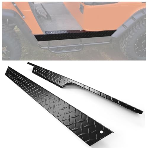 Kojem Black Aluminum Rocker Panel Compatible With 1994-2013 Ezgo Txt Golf Cart Pair Powder Coated Black Side Diamond Plate Cover