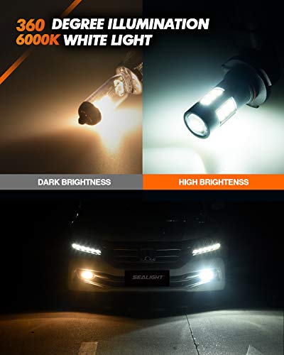 Sealight 9006/Hb4 Led Fog Light Bulbs, 6000K Xenon White, 27 Smd Chips, 360-Degree Illumination, Non-Polarity, Pack Of 2 #TOP1