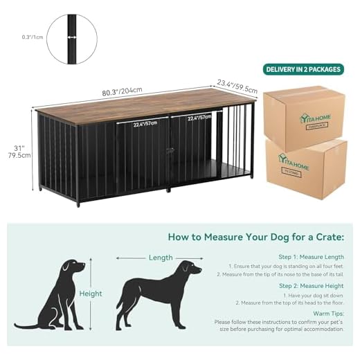 YITAHOME Large Double Dog Crate Furniture