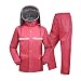 Produktbild LXJ Regenmantel, REGT Hose, im Freien Wasserdichten und regendichte Anzug, reflektierende Kleidung, Erwachsene Radfahren Raincoat mit Kapuze Arbeit Motorrad Fischen Wandern (Color : Red, Size : XXL)