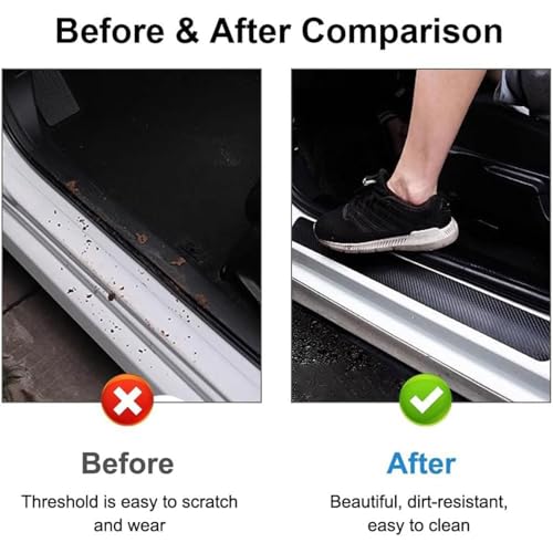 9 Pcs Car Door Sill Protector Strips for Renault Grand Scenic (2009-2022) Carbon Fiber Door Sill Scratch Resistant Door Sill Bumper Protective Film