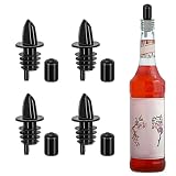 4 PCS Bottle Pourers And 4 PCS rubber pourers dust cap covers Syrup Pourer Pour Spouts Plastic Liquor Bottle Pourers with Rubber Pourers Dust Cap Covers Bottle Pourers (Black)