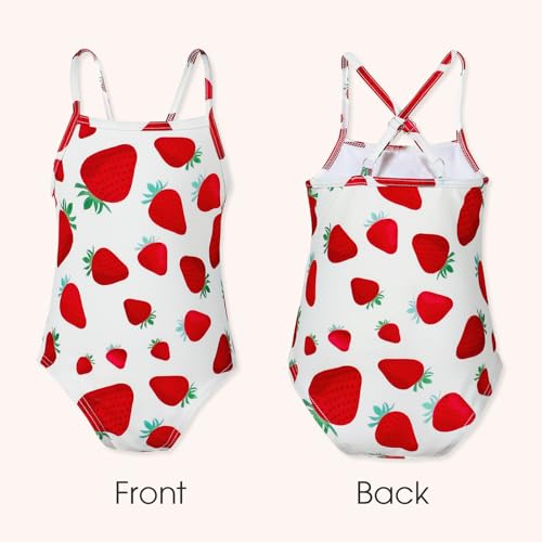 Image of DREAM BUS Toddler Girls One Piece Criss-Cross Straps Swimsuits with Tiered Ruffle Skirt Girls Bathing Suit Summer Swimwear