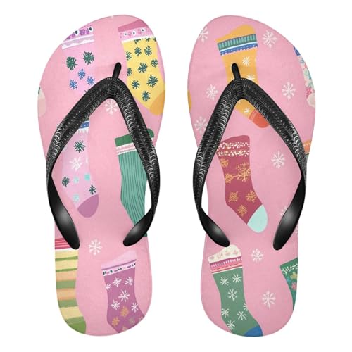 CEBUGI Unisex Flip Flop -Flat Sandal -NonSlip Couple Slippers -Natural Rubber Foam Soles Ultimate Comfort and Durability for Indoor Outdoor|Christmas Socks
