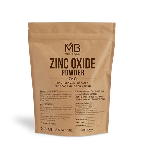MB Herbals Zinc Oxide Powder 3.5 oz | Uncoated & Non-Nano | For DIY Sunscreen Lotion & Cream