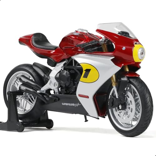 Risopen 1/12 moto giocattolo compatibile per moto MV AGUSTA Superveloce AGO modello nessun assemblaggio richiesto, collezione mini racing per adulti (rosso)