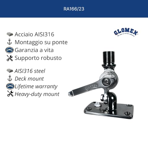 Image of Glomex Marine Antennas Glomex Low Profile 4-Way Stainless Steel Ratchet Mount