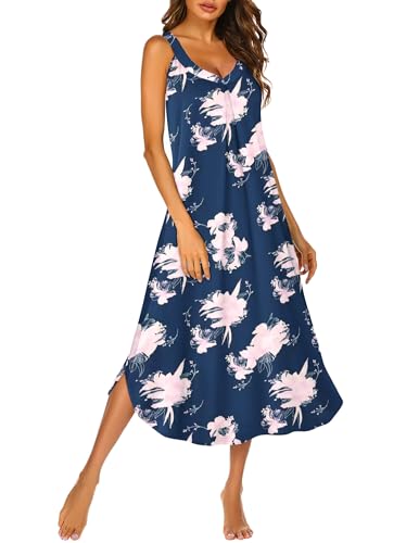 Image of Ekouaer Womens Sleeveless Nightgown Full Slip Nightshirt Long Nightwear Full Length Loungewear Tank Nightdress S-2XL