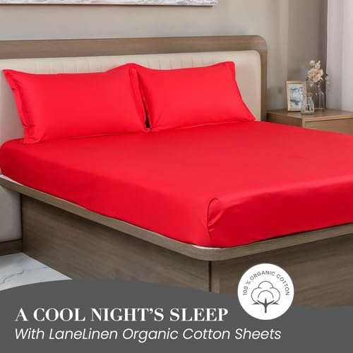 Image of LANE LINEN 400TC Super King Size Bedsheet with 2 Pillow Cases | 100% Cotton 3 Pc Bedding Set (2.74 M x 2.74 M) | Breathable & Wrinkle-Free | Sustainable & Eco Friendly Bedding Set (Magenta)
