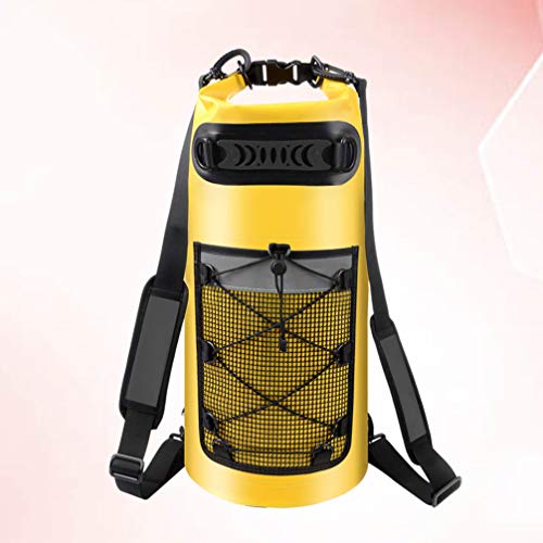 Mochila amarela à prova d'água com rodinhas para nadar e nadar na praia, caiaque, canoagem, pesca,