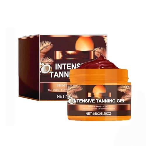 Gel bronceador intensivo, acelerador del bronceado, resistente al agua, con aceite de zanahoria y coco, vitaminas A y E para hidratación y bronceado (1PCS)