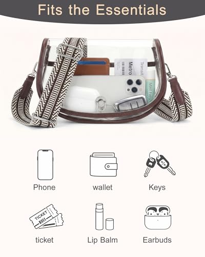 Image of Wuflyover Clear Bag for Stadium Events, Clear Purse Crossbody Bag for Women