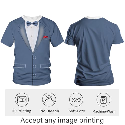 Blissboy Funny Tuxedo Graphic T-Shirt Novelty Short Sleeve Crewneck Shirt
