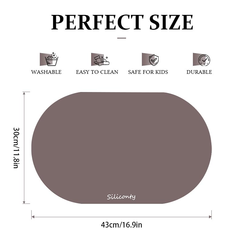 Tovagliette Silicone Impermeabili e Antiscivolo Siliconty, Set di 4 Ovali Termoisolanti, Tovagliette Colazione, Termoisolanti e Facili da Pulire, 43x30 cm (cameo brown 4 pcs)