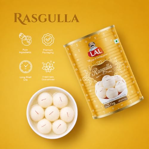 Image of Lal Sweets Gulab Jamun | Authentic Indian Sweet | Handcrafted To Perfection | Ghee Infused Goodness, 1 Kg, (rasgul, Pack of 1)