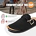 DDXYYDS Suede Clogs Men & Women Unisex Leather Mules Soft Cork Footbed Adjustable Buckle Slip Sandals Potato Shoes with Arch Support Black
