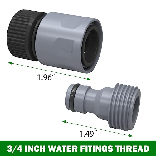 Hourleey 3/4 Inch Plastic Garden Hose Quick Connect Fittings, 6 Sets