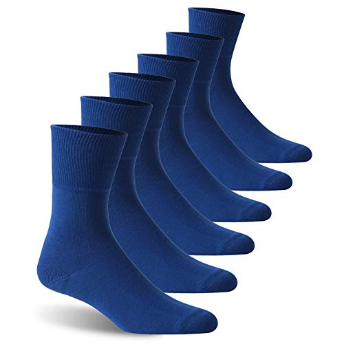 Facool Diabetic Quarter Socks for Men Women, Extra Wide Non-Binding Top Loose Top Casual Ankle Low Cut Cotton Seamless Toe Diabetes Socks 6 Pairs Blue Large