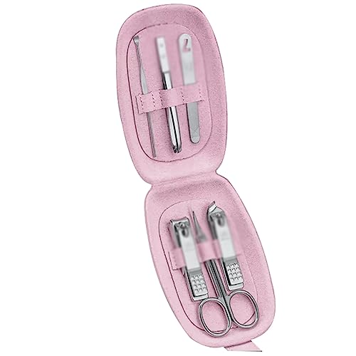 爪切りキット マニキュアセット メンズ レディース トラベルケース付き 爪切りピンセット 旅行 ホーム ギフト用 (Color : Pink A)