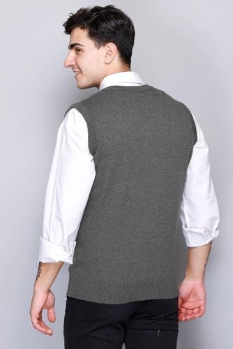 Image of V Neck Cotton Half Sweater for Man Winter Wear - Pullover Sweater for Men