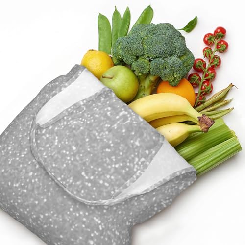 Faux Sparkly Silver Glitter Printed Canvas Tote Bag For Women – Lightweight & Durable Polyester, Oversized Carryall For Commuting, Shopping & Travel4
