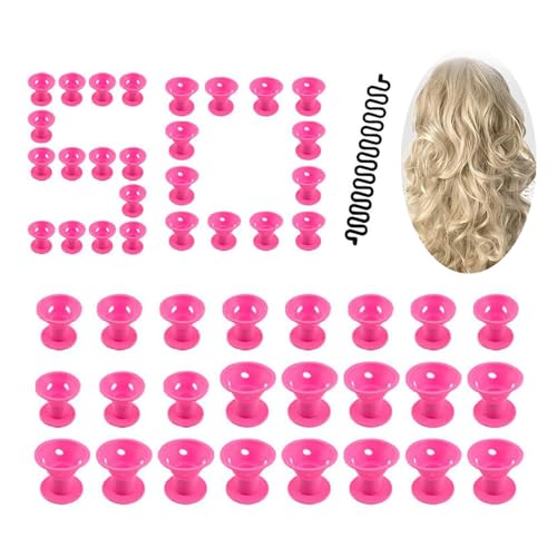 Locisne 50 pcs Silicone ninguna herramienta francesa de la trenzar del pelo de los bigudíes del calor + 1, ninguÌ n pelo de los rodillos de pelo del calor (Rizadores de pelo conjunto)