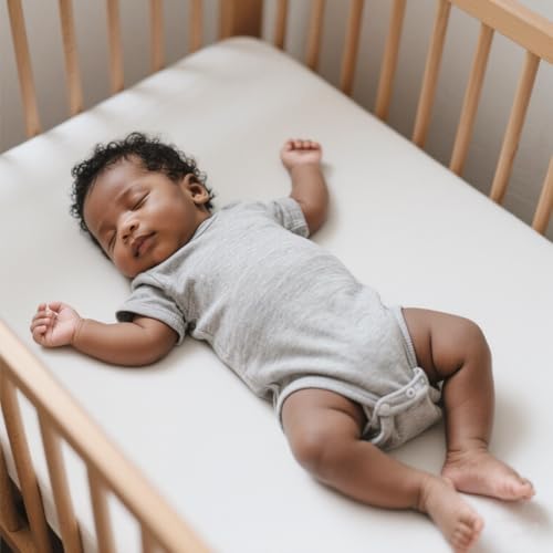 Image of American Baby Company 2 Pack Fitted Crib Sheets 52x28, White /Gray | Ultra Soft Microfiber Crib and Toddler Bed Sheets, Breathable & Gentle on Baby Skin, Neutral for Boys & Girls