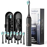 電動歯ブラシ 音波式 電動ハブラシ横振り IPX7防水 6モード音波歯ブラシ 替えブラシ8本付 充電式 収納ケース付き 2分間オートタイマー機能 携帯便利 旅行 T1