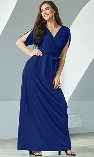 Image of KOH KOH Womens Long Pleated Flowy Modest Evening Wedding Guest Maxi Dress