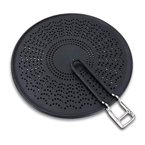 11.5" Silicone Splatter Screen - Pan Cover with Folding Handle, High Heat Resistant Oil Splash Guard - Heat Insulation Cooling Mat, Strainer, Drain Board for Frying Pan（Black） Cover