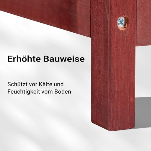 Wiltec Kaninchenstall rot weiß 1175 x 410 x 1000 mm, Hasenstall als Ergänzung für Freilauf, Kaninchenkäfig Hasenkäfig mit 4 Türen und Treppe
