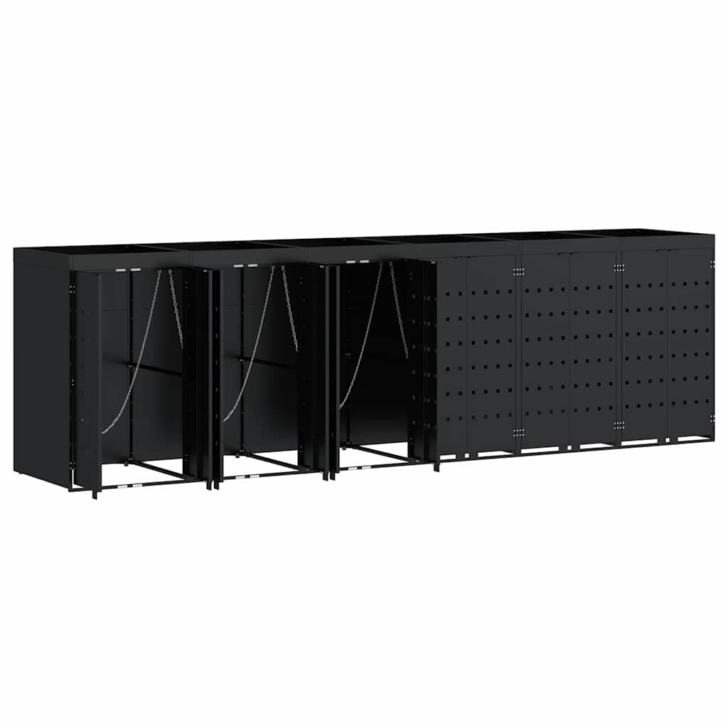 Genérico Almacenamiento de Cubos Wheelie para 6 Cubos Negro,Casa y jardín,Productos del hogar,Accesorios para contenedores de residuos,Soportes para contenedores de residuos-3394742