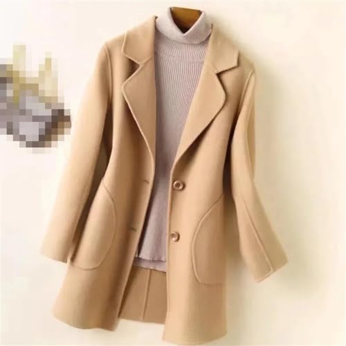 Vsadsau Women's Cashmere Coat Autumn And Winter Mid-Length Solid Color Single-Breasted Jacket3