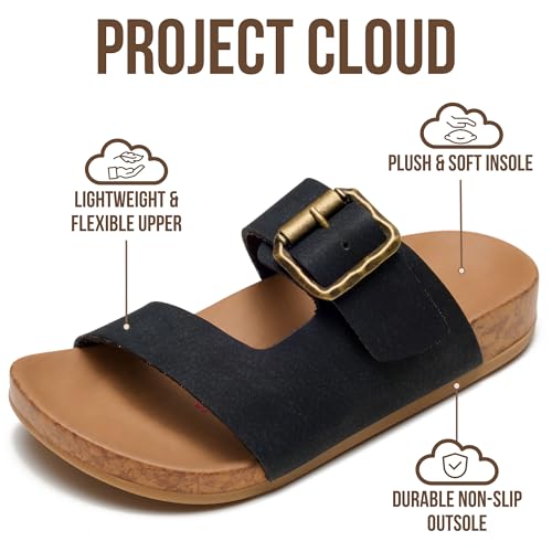 Image of Project Cloud Girls Sandals - Adjustable Buckle Girls Slides with Plush and Soft Insole Kids Sandals - Non-Slip and Lightweight Slides for Kids