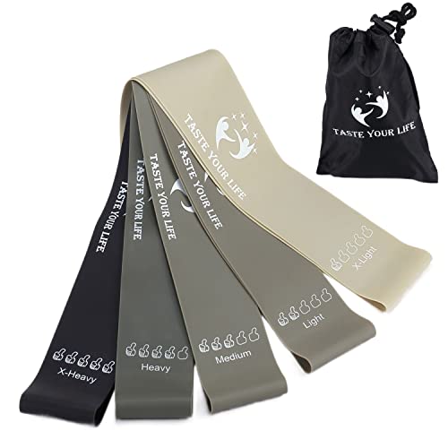 Taste Your Life Resistance Bands For Strength Training, Exercise And Fitness, Stretching, Pilates, Yoga, Exercise Workout Bands For Women And Men Set Of 5 (Gray Gradient) #TOP25