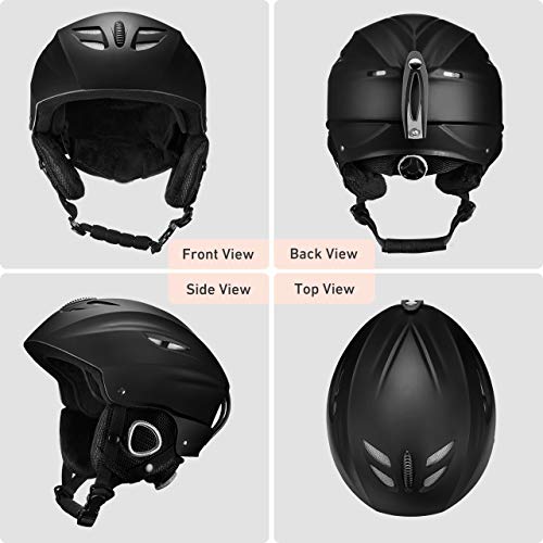 OMORC Ski Helmet,ASTM Certified Safety Ski Helmet for Men,Women&Youth,Goggles&Audio Compatible and Lightweight Ski Helmet,Adjustable Venting,Dial Fit,Detachable Ear Flaps and Velvet Lining