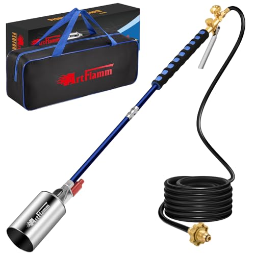 Image of ARTFLAMM Propane Torch Weed Burner Kit with Storage Bag, Torch Gun for Outside with 10 FT Hose, Self Igniter Weed Flame Torch for Fire Pit, Roofing, Melting Snow and Ice
