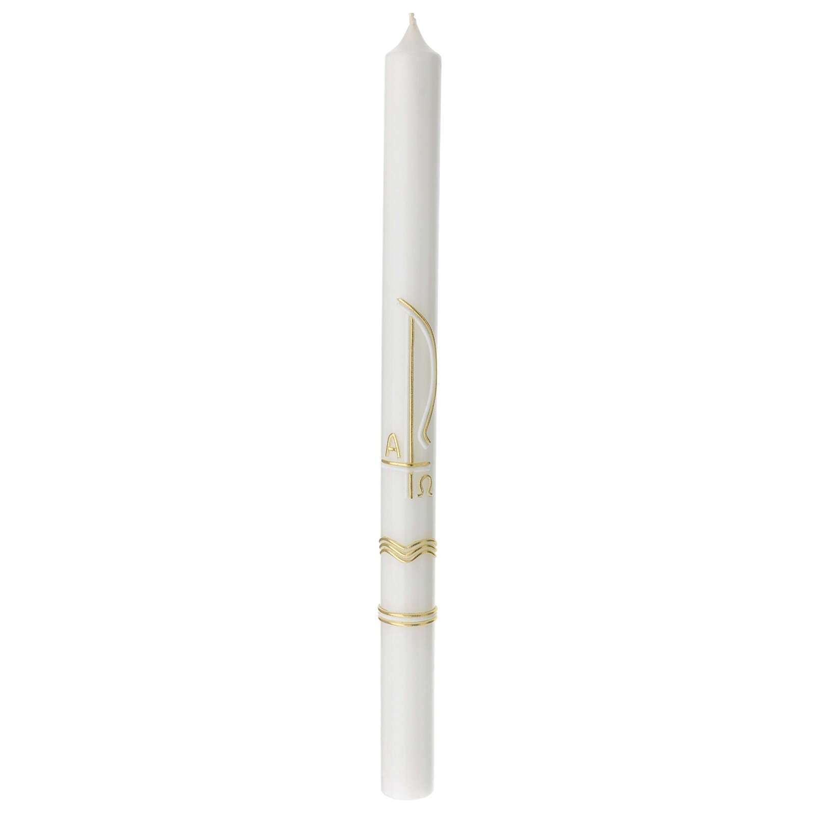 Holyart Bougies, cierges, chandelles: Cierge Baptême Chi-Rho blanc or 400x30 mm