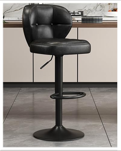 Taburetes De Bar, con Respaldo, Sillas De Bar De Altura Ajustable, Giro De 360°, Reposapiés De Metal, para Comedor Y Cocina, PU,A