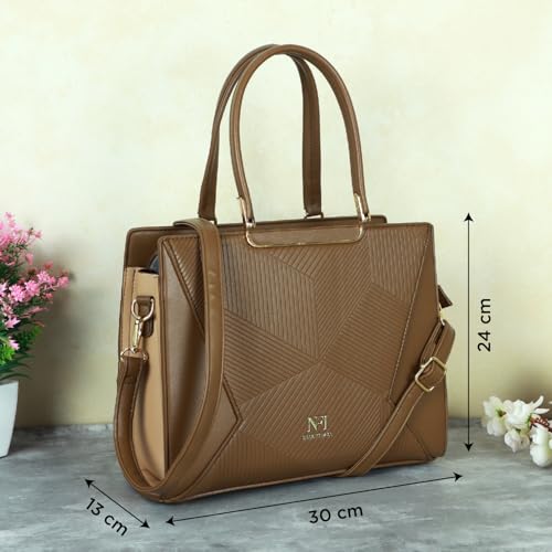 Image of NFI essentials Satchel Bags Ladies Purse Handbag Premium Women Shoulder Travel Bag for Work Gifts for Wife /Mother /Sister Stylish Office College Party Bag