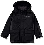 Nautica Boys' Big Water Resistant Hooded Snorkle Jacket, Black Ash, Small (8)