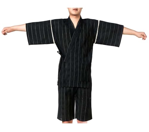 Fendawn Strive Classical Japanese Style Pajamas, Vintage Cotton Bathrobe Kimono Pajamas Men's Casual Clothes Thin Breathable, Style F6