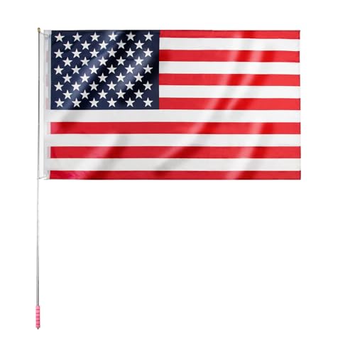 Qiuboluny Telescopic Handheld Flagpoles with Clips Portable Flag Pole Lightweight Extendable Tour Guide Stainless Steel Banner Flag Pole Pointer for Teachers with Anti-Slip Grip (pink) - Image 3