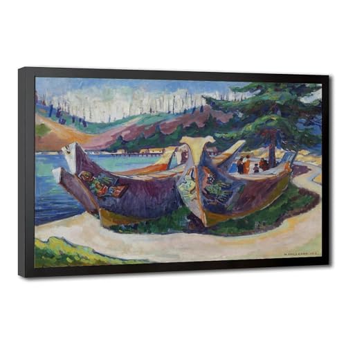 Toile canoës de guerre Emily Carr de qualité musée pour intérieur raffiné