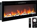 50" Electric Fireplace Inserts, 750W/1500W Wall Mounted & Recessed Fireplaces with WiFi and Remote Control/Timer, 12 Flame Colors, Touch Screen, Includes Log & Crystal Accessories