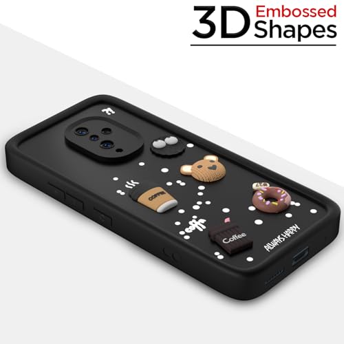 Image of Pikkme Back Cover for Vivo S1 Pro | Cute Fun Cartoon 3D Bear Silicone Full Body Protection Bumper Case (Black)